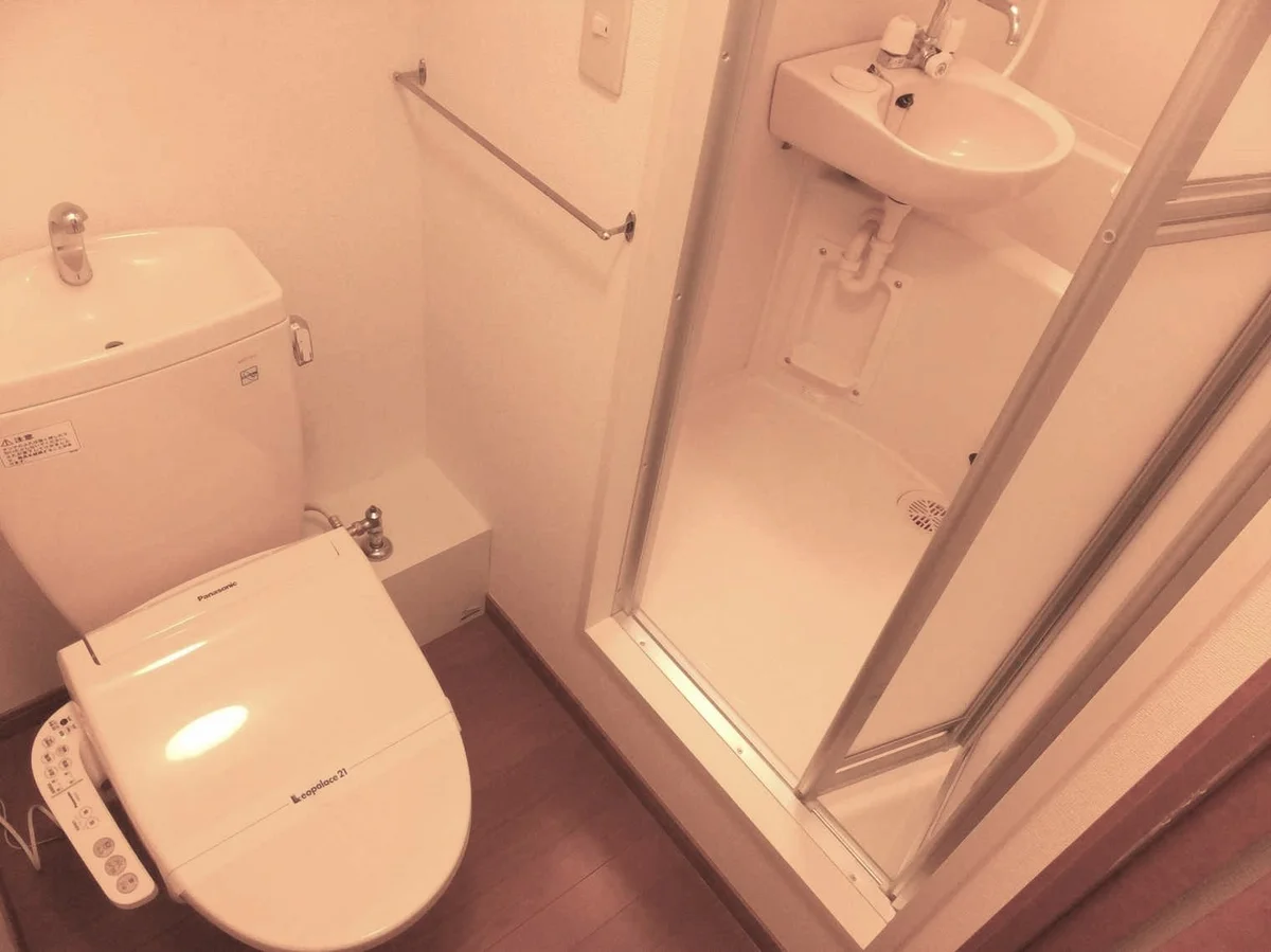 トイレ内にお風呂の入口扉があります