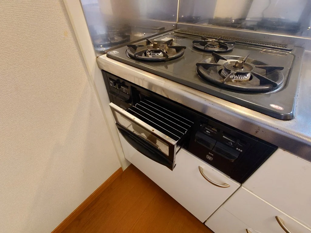 3口ガスコンロ＋グリル付き