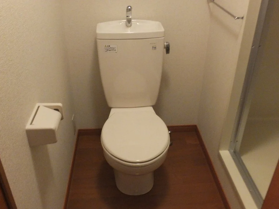 トイレ内にお風呂の入口扉があります