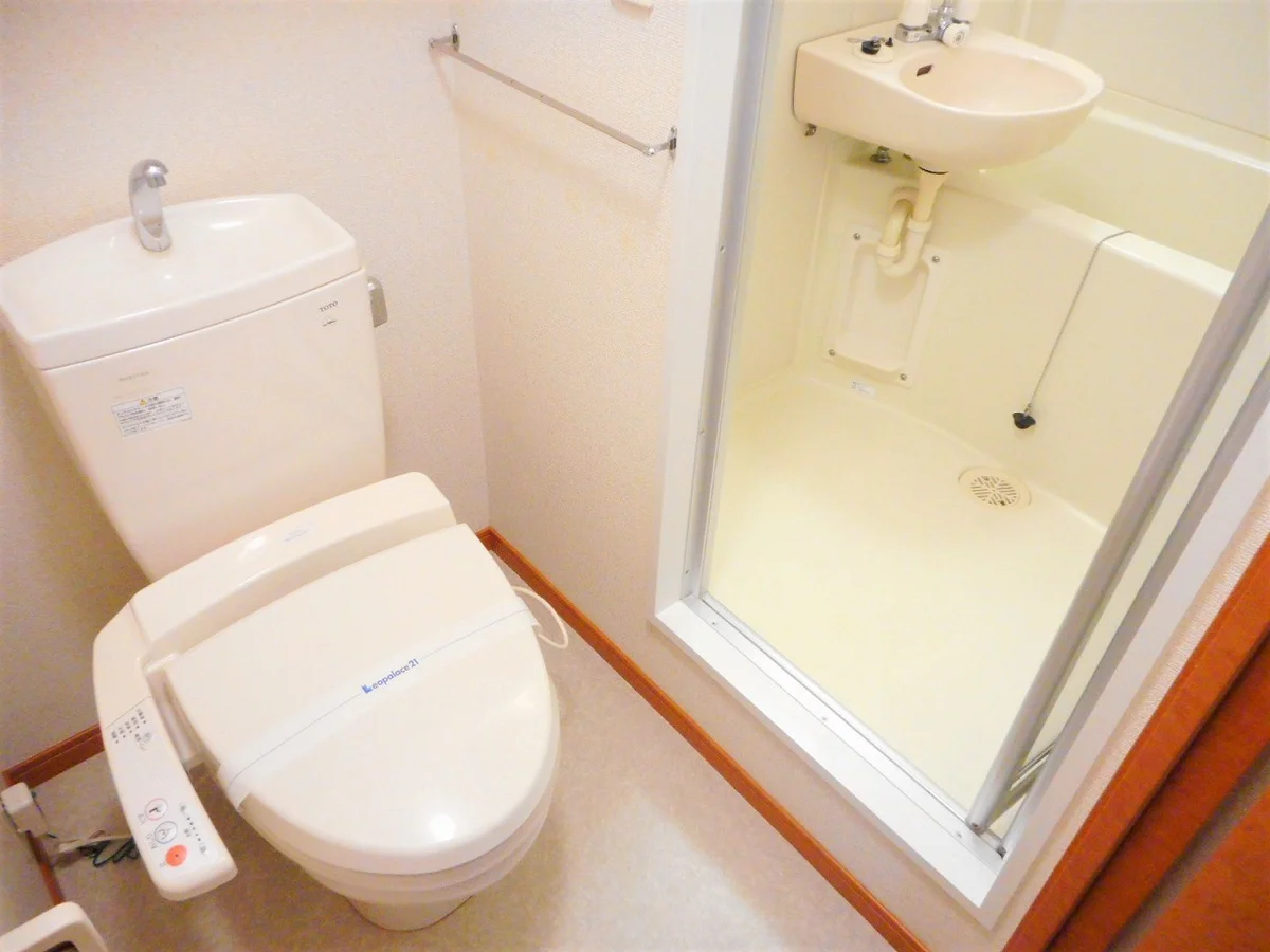 トイレ内にお風呂の入口扉があります