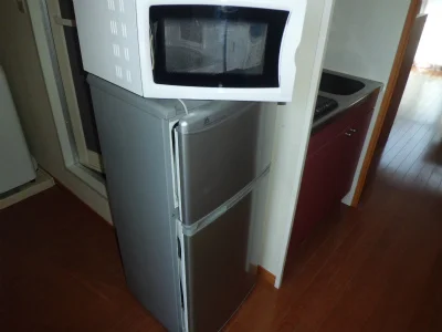 冷蔵庫と電子レンジ。