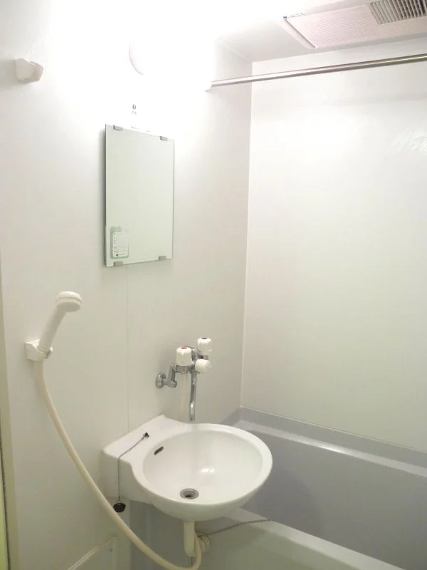 鏡と洗面台付き