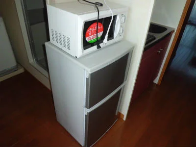 冷蔵庫と電子レンジ。