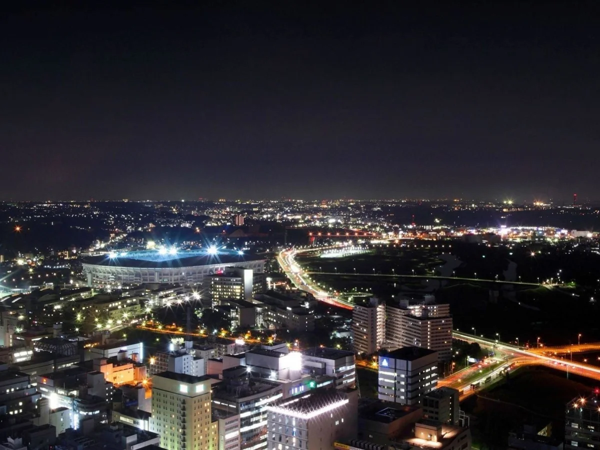 【眺望】競技場方面の夜景も素敵です。