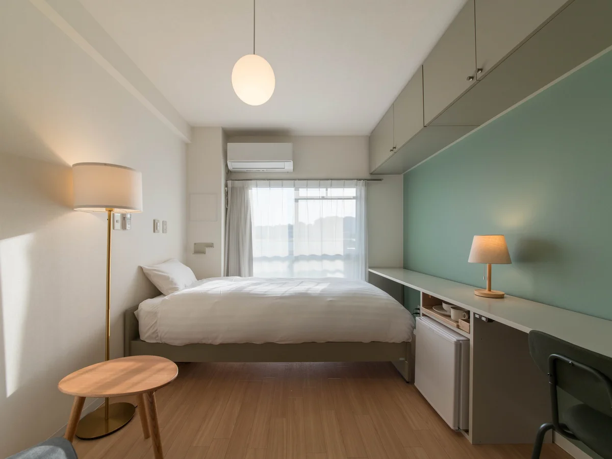 お部屋は家具家電付き。身軽な生活がすぐに始められます。