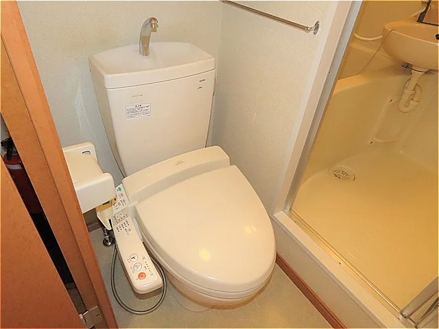 トイレ内にお風呂の入口扉があります