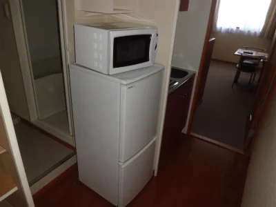 冷蔵庫と電子レンジ。