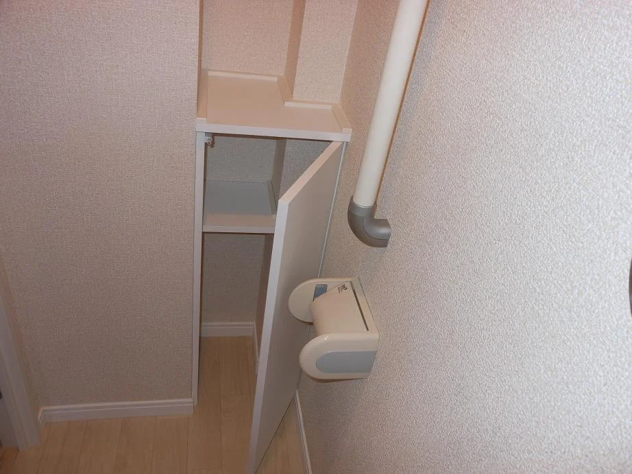 トイレ収納。出しておきたくない清掃用具の収納にぴったりです。