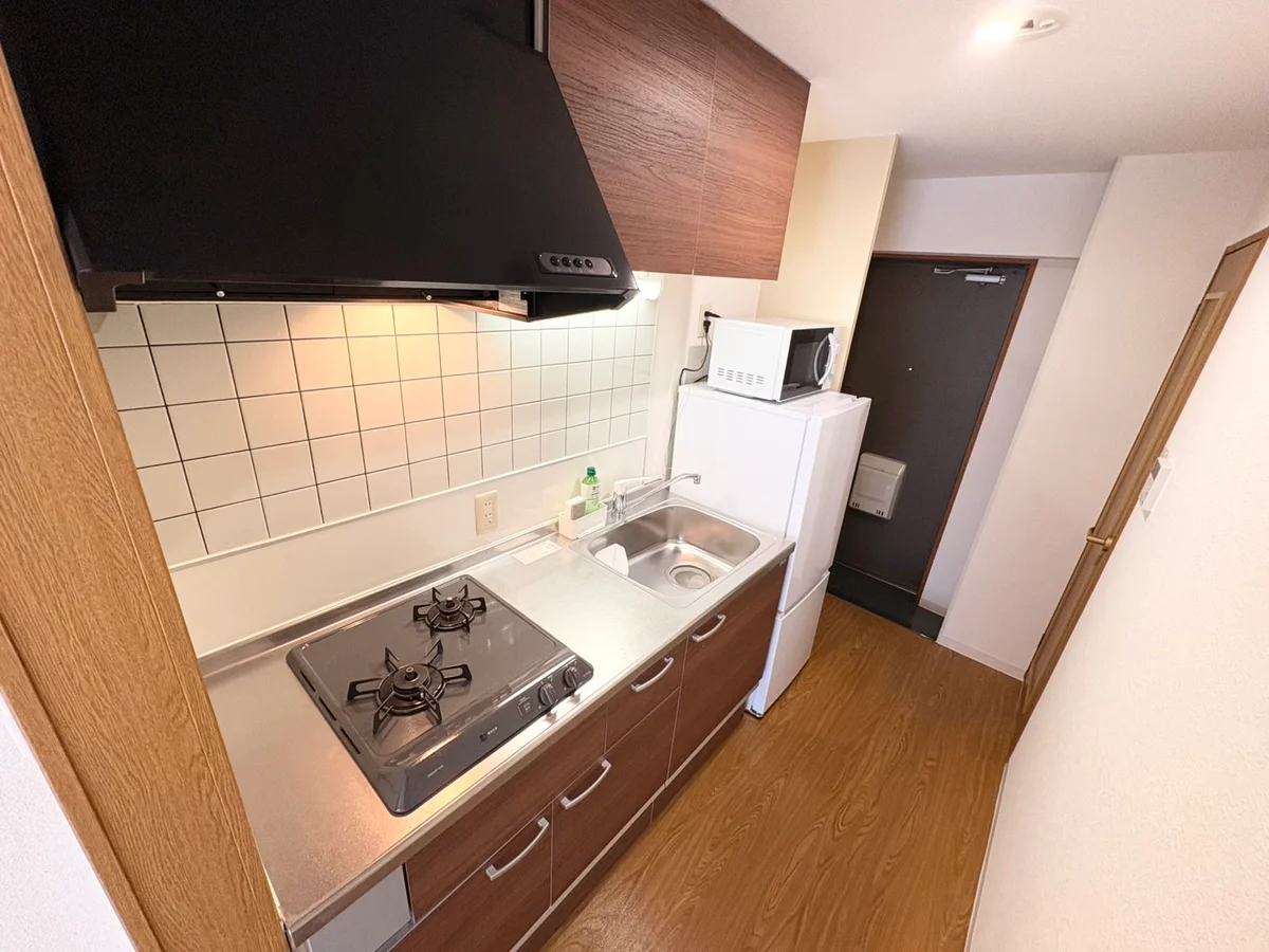 ２口コンロ付♪スーパーで食材を買ってきたらすぐにお料理に取り掛かれます！