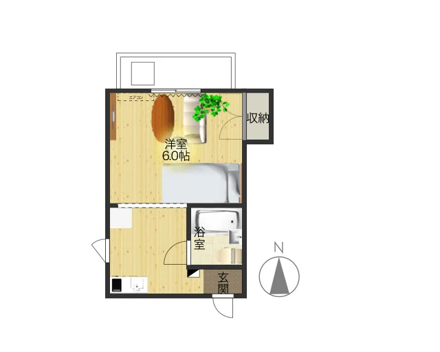 角部屋で隣人のリスクを軽減することが可能。　バルコニー付きのお部屋です！