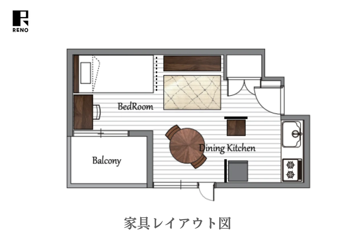 リビング部分の家具レイアウト図です
