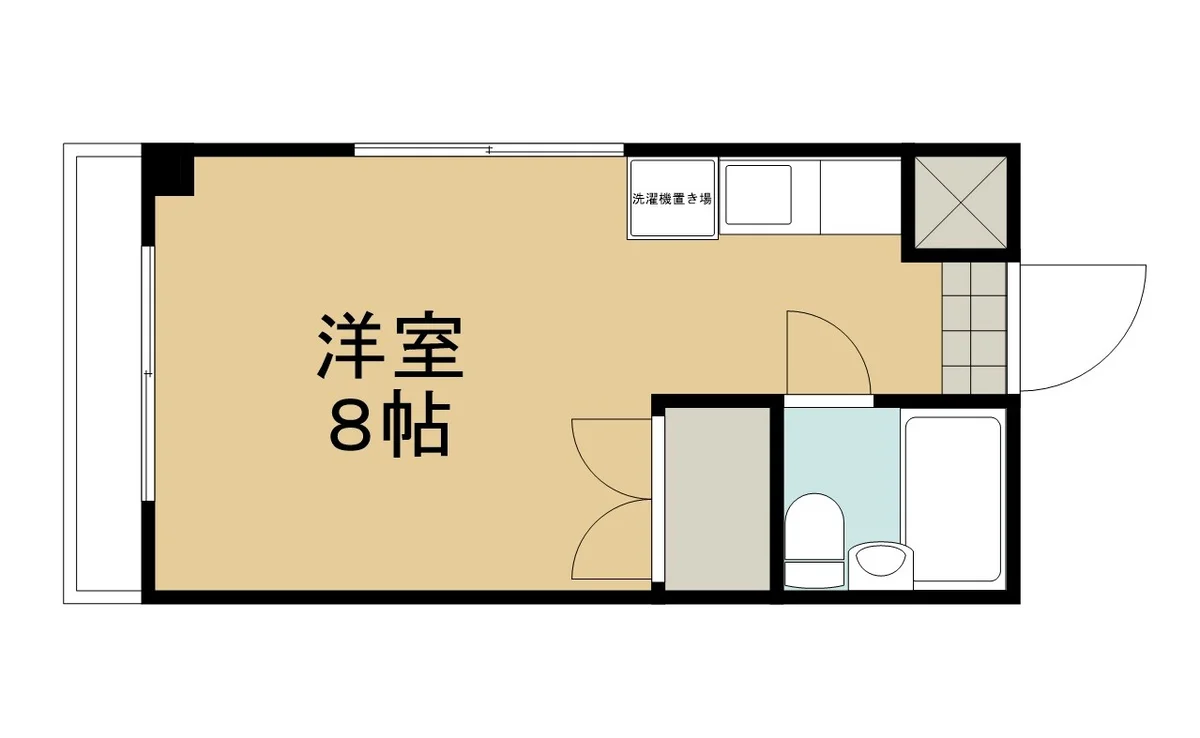 洋室８帖（キッチン含む）の間取りです☆南向きのお部屋です☀