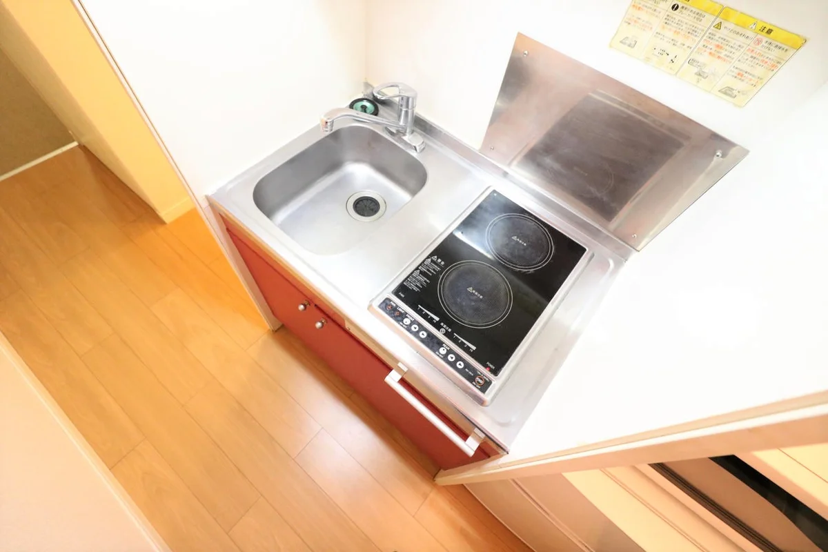 ２口コンロ付きラジエントヒータを設置