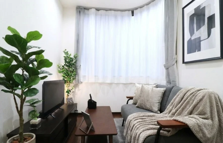 【福井駅徒歩圏内】行政・ビジネスの心臓部「大手」に滞在。都市型ライフを支える快適拠点　※植木と額とクッションなどの装飾は写真用です。