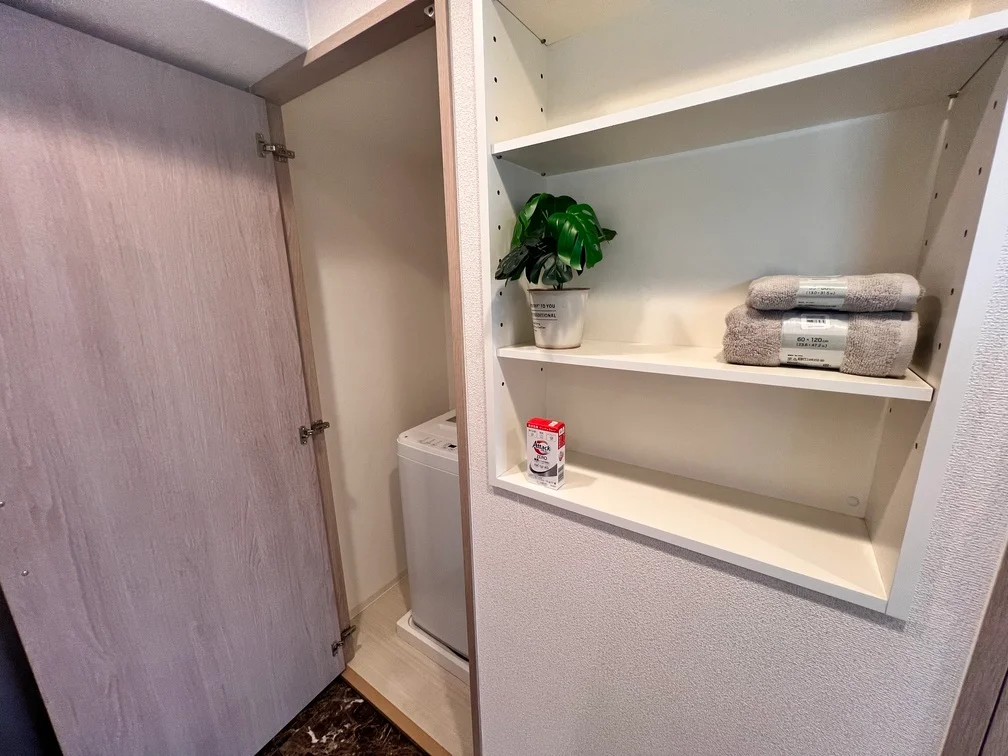 洗濯機、洗剤も用意しております。