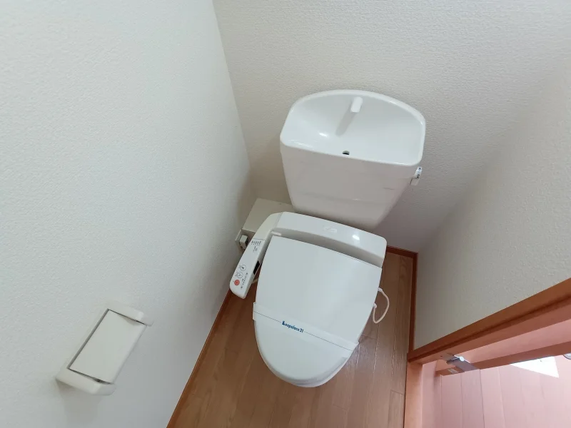 トイレの壁には棚が設置されています。