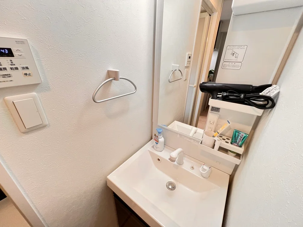 広々洗面台で朝の身支度もテキパキ進みます。
