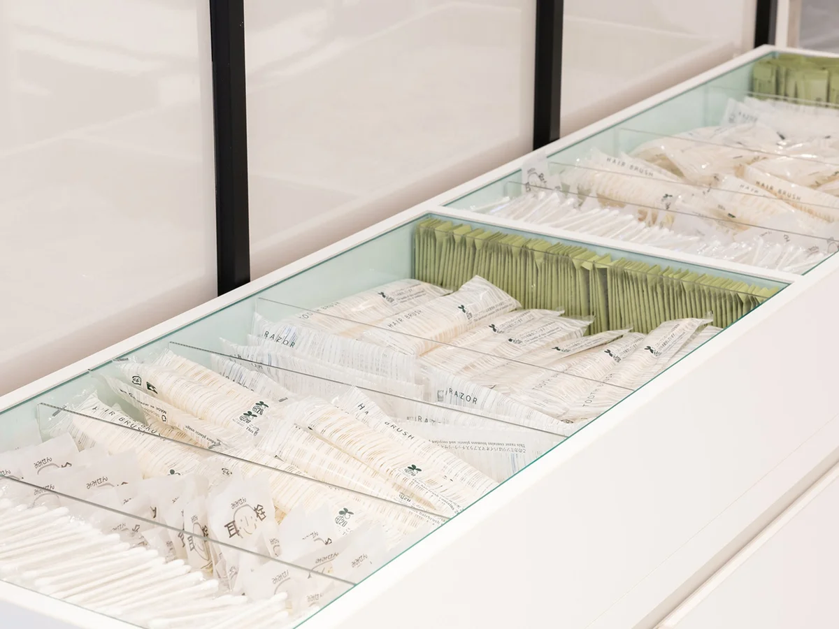 アメニティはレセプションにあります。