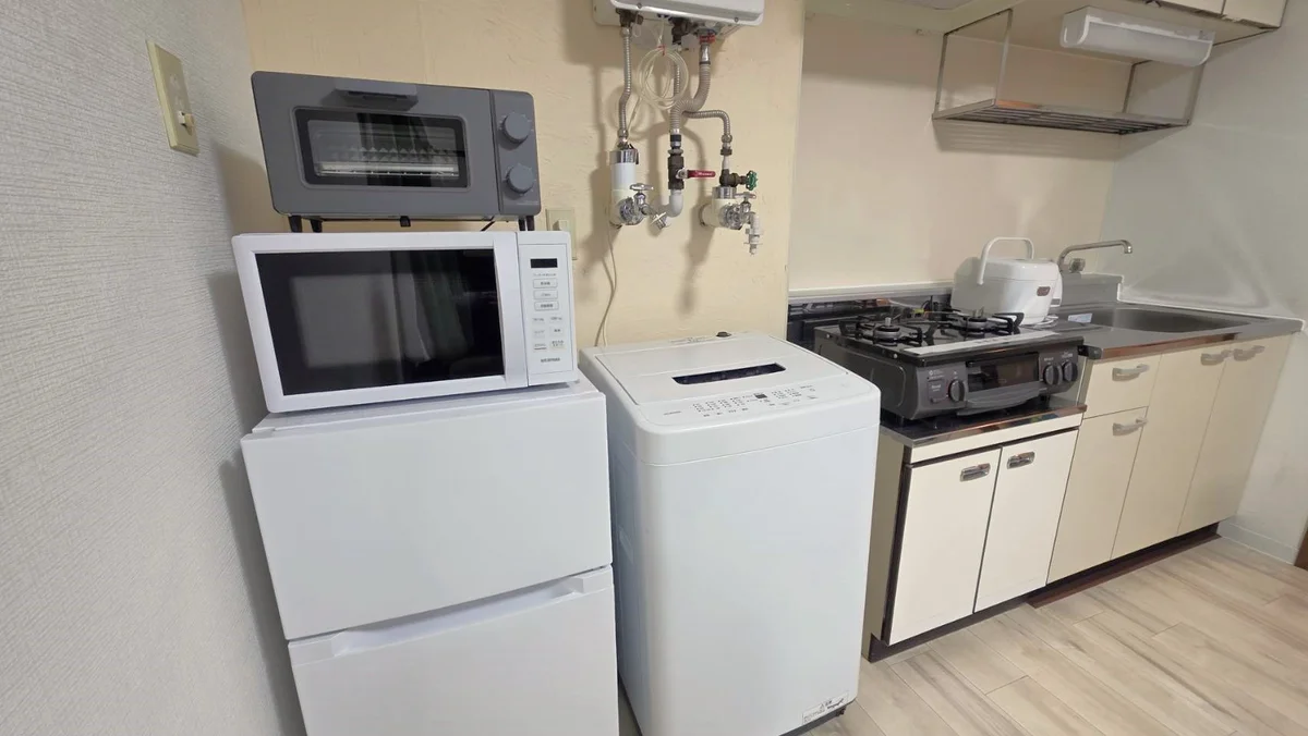 一通りの家電が同じ列に並んでいるので、家事をするときも楽チンです。