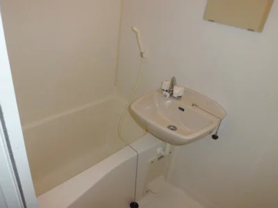 洗面台付きのバスルーム。