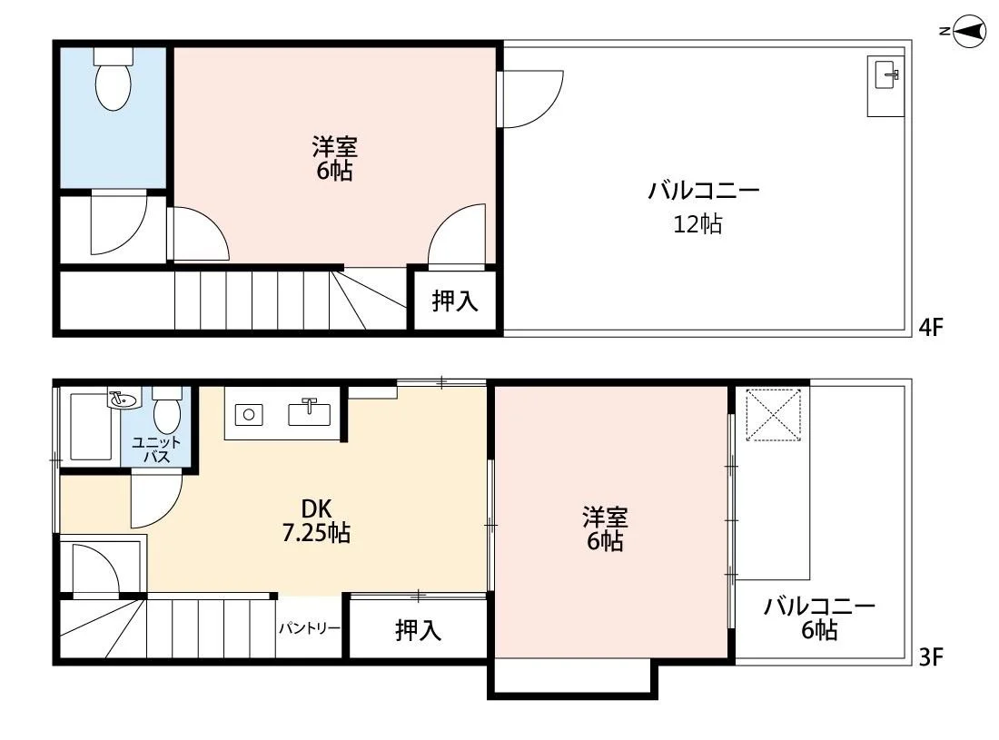 3.4階間取図（メゾネット）
