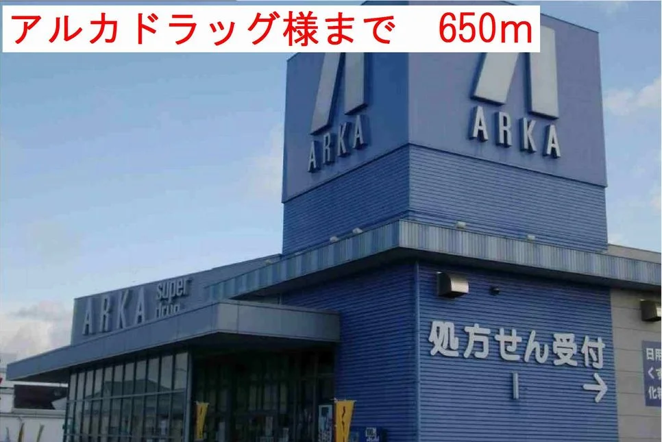 アルカドラッグ様まで650m