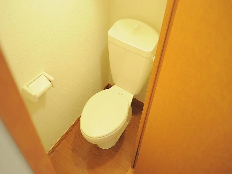 収納棚付きのキレイなトイレです。