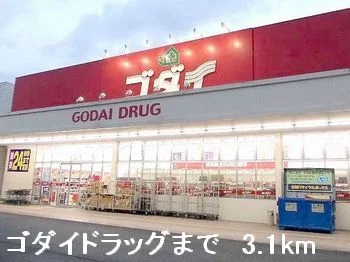 ゴダイドラッグまで3100m
