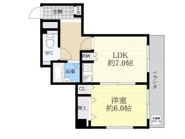 広々としたリビングと寝室が分かれた１LDK