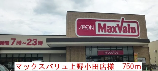 マックスバリュ上野小田店様まで750m