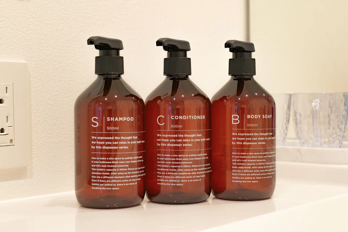 シャンプー、コンディショナー、ボディソープご用意しております