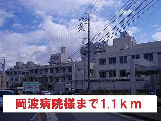 岡波病院様まで1100m