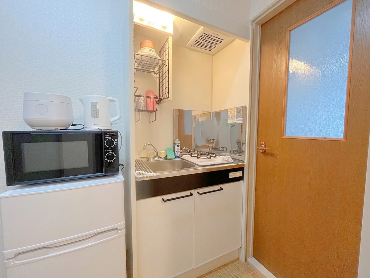 1口ガスコンロ付きキッチンです！お好きな時にお料理していただけます🍳