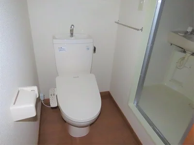 トイレ内にお風呂の入口扉があります