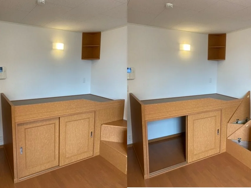 ベッドも造り付けです☆