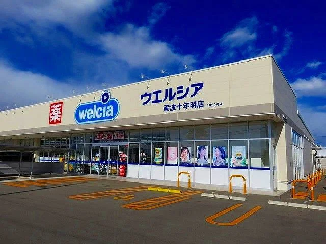 ウエルシア砺波十年明店まで550m
