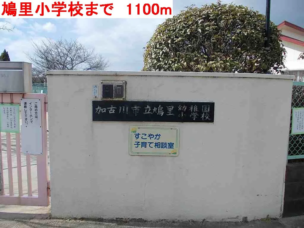 鳩里小学校まで1100m
