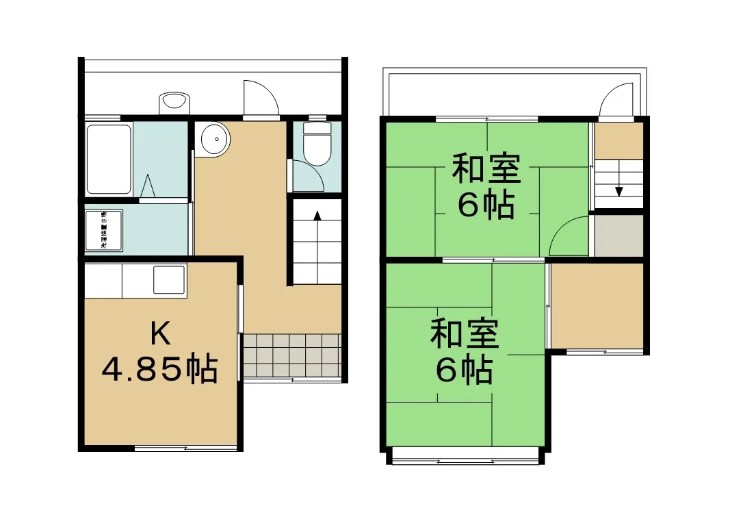 戸建、2Kのお部屋です！和室もあるのでゆったりとお過ごしいただけます♪