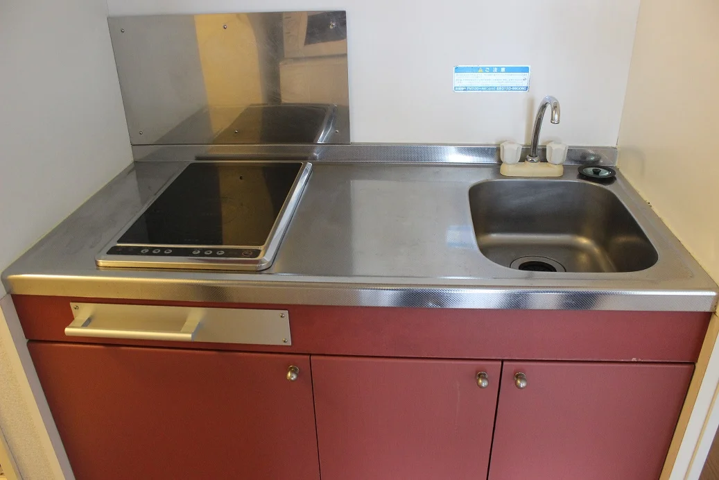 ２口コンロ付きラジエントヒータを設置