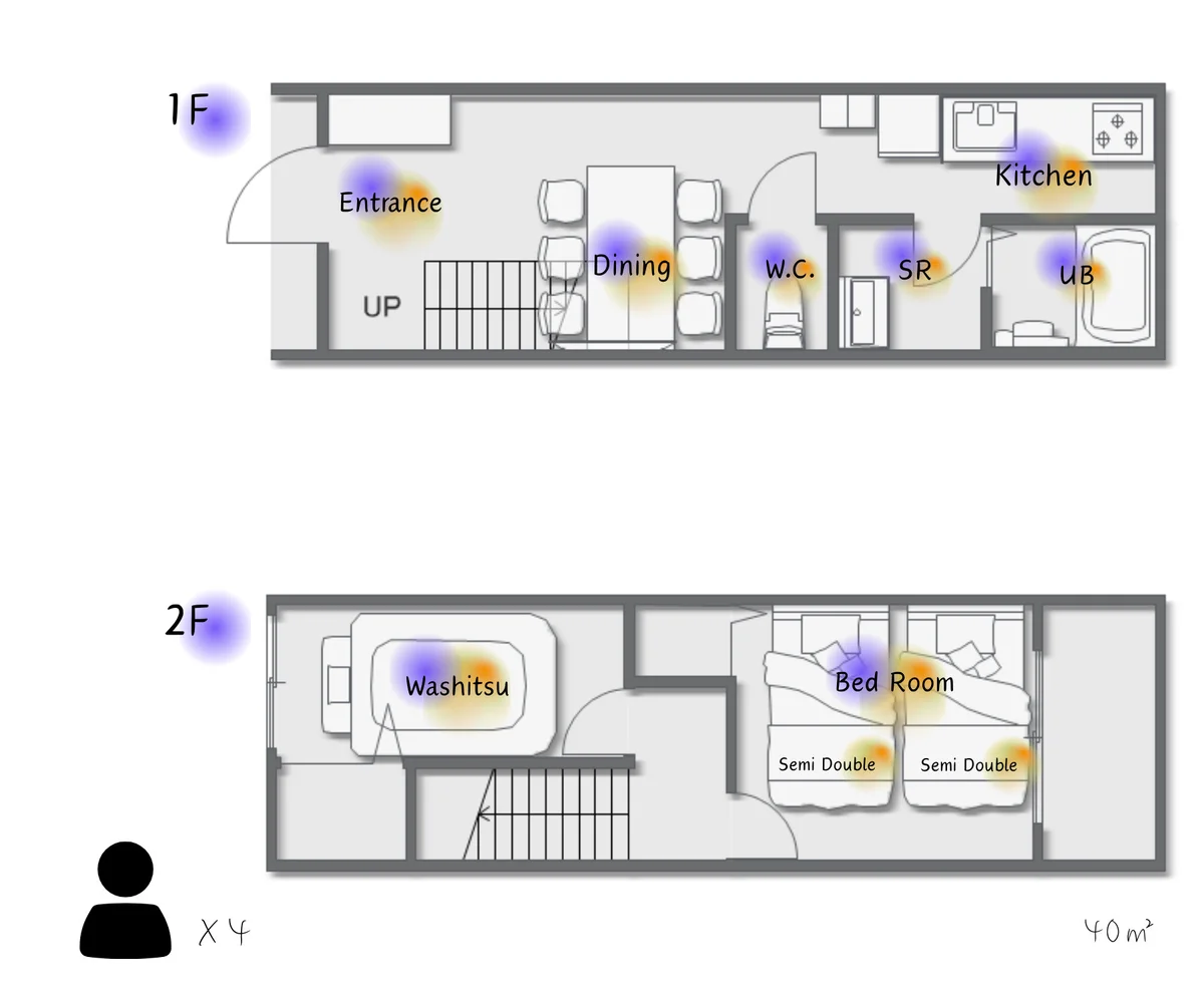 1階から2階へのアクセスは階段のみです。