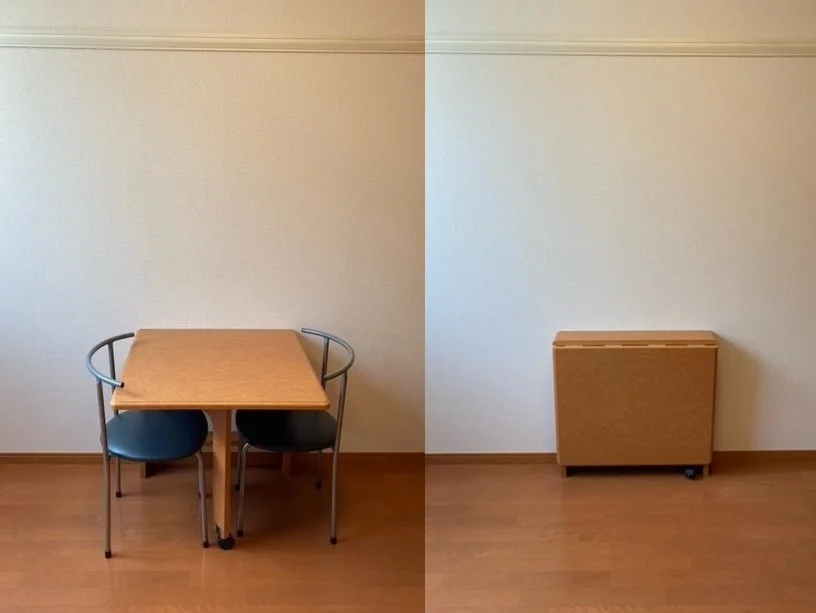 テーブルはコンパクトに折りたためるようになっております。