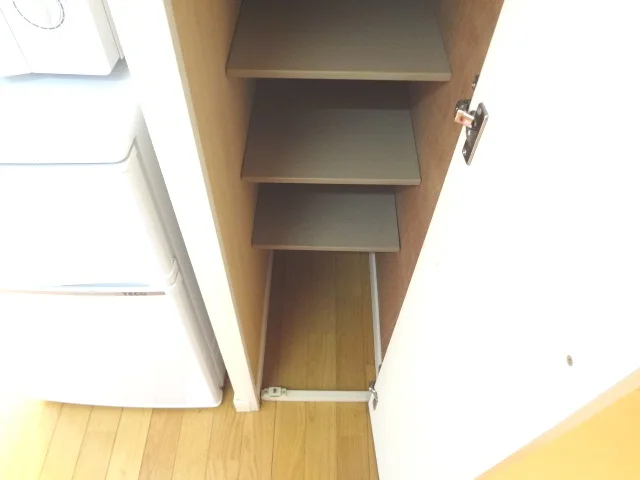 冷蔵庫横に収納有り