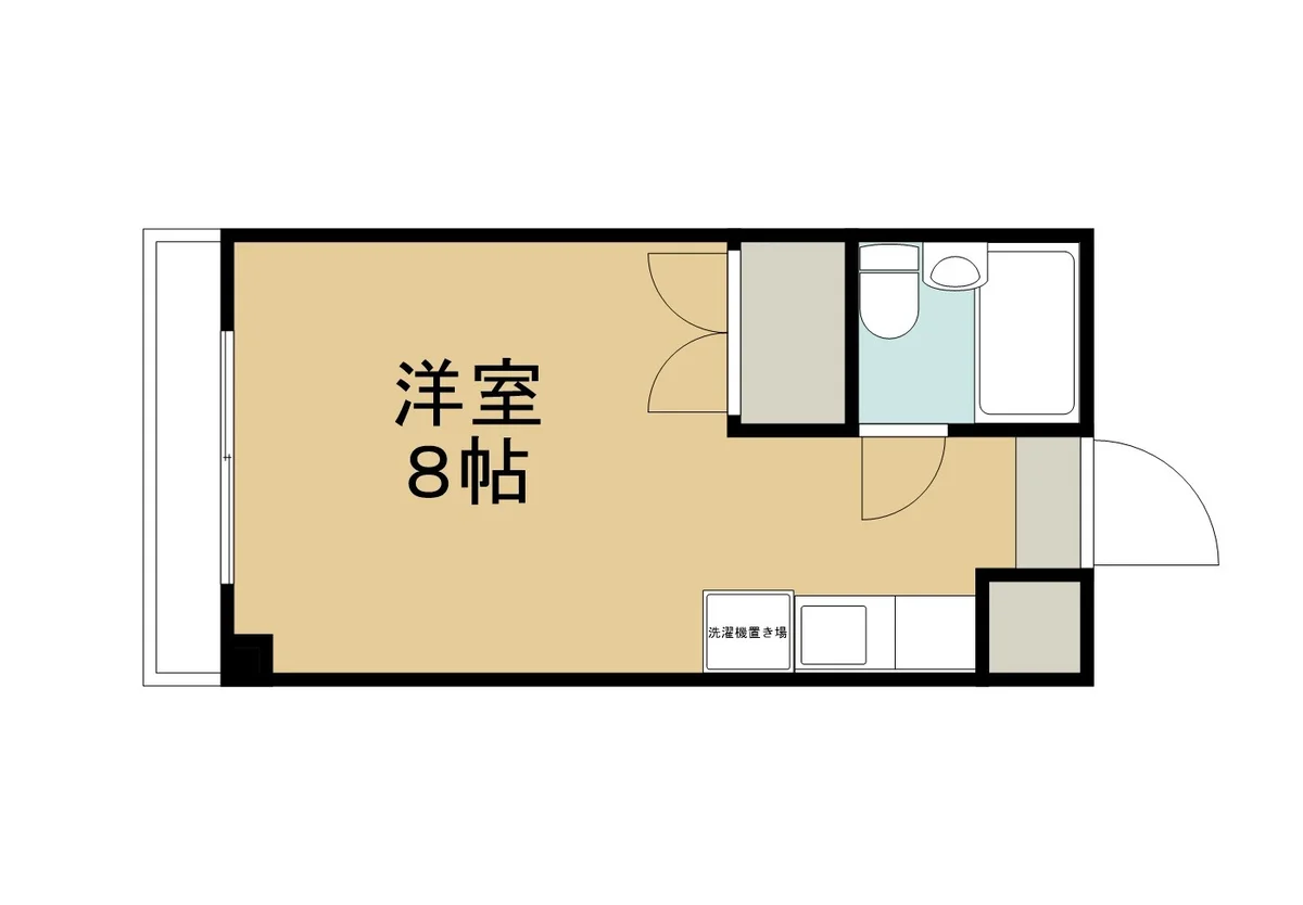 洋室８帖（キッチン含む）の間取りです☆南向きのお部屋です☀