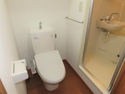 トイレ内にお風呂の入口扉があります