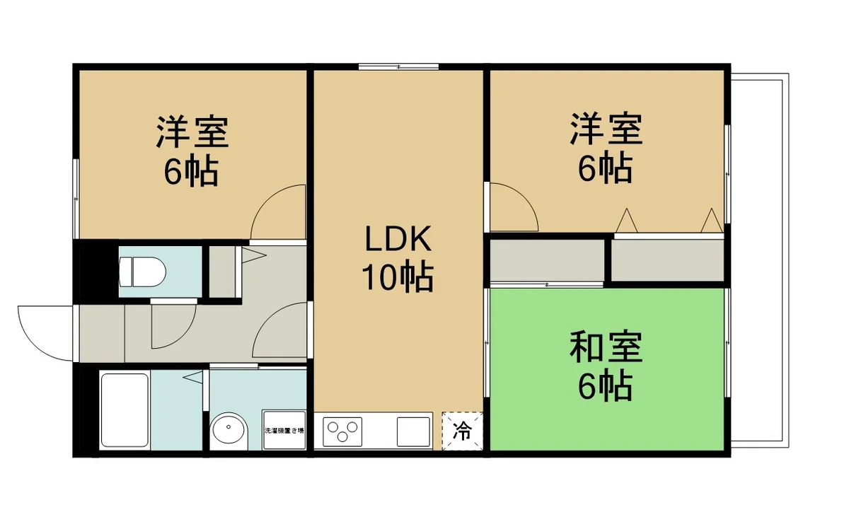 振り分け間の3LDK使いやすい間取りです☆