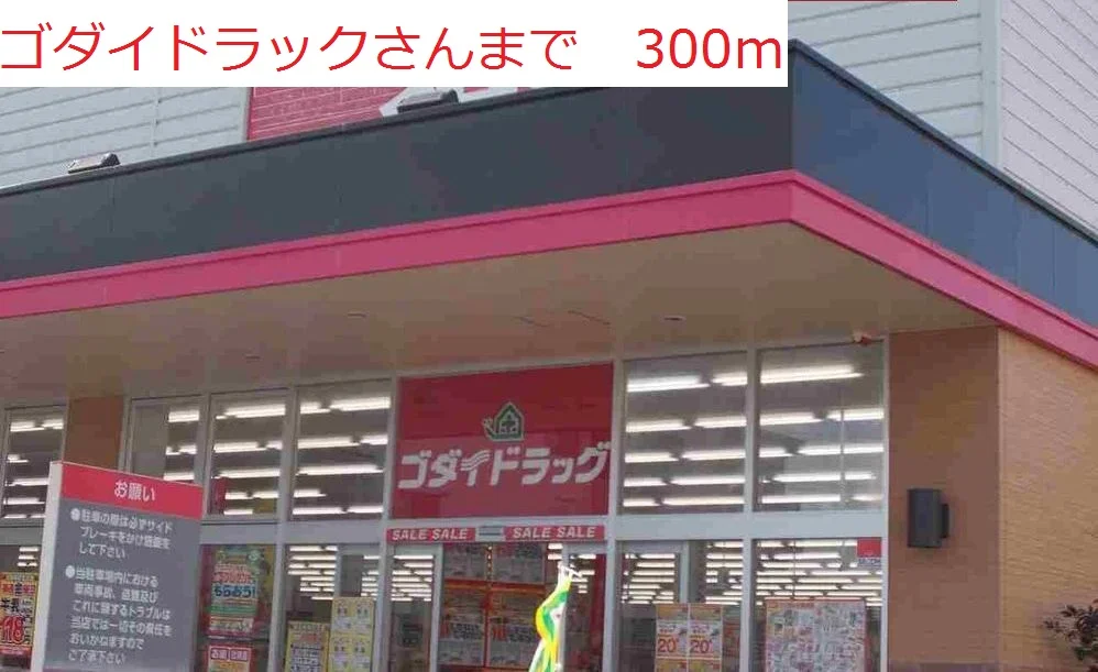 ゴダイドラッグまで300m
