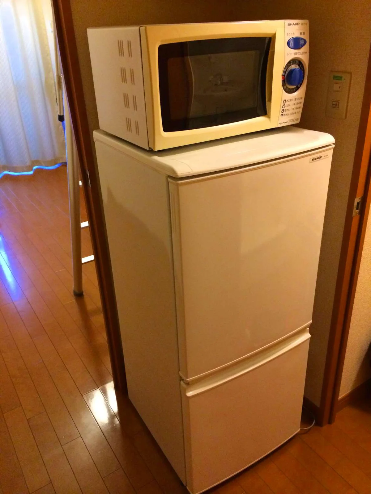 電子レンジと冷蔵庫です。
