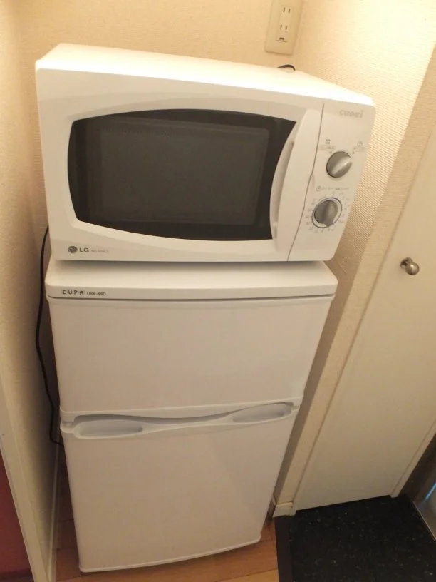 電子レンジ、冷蔵庫が付きます。
