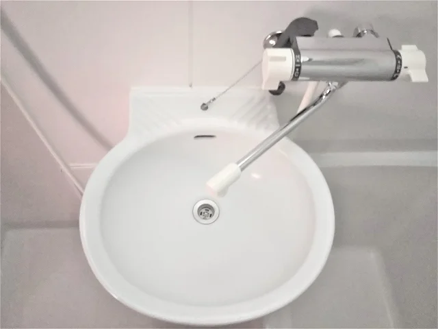 混合水栓で温度調節が簡単！