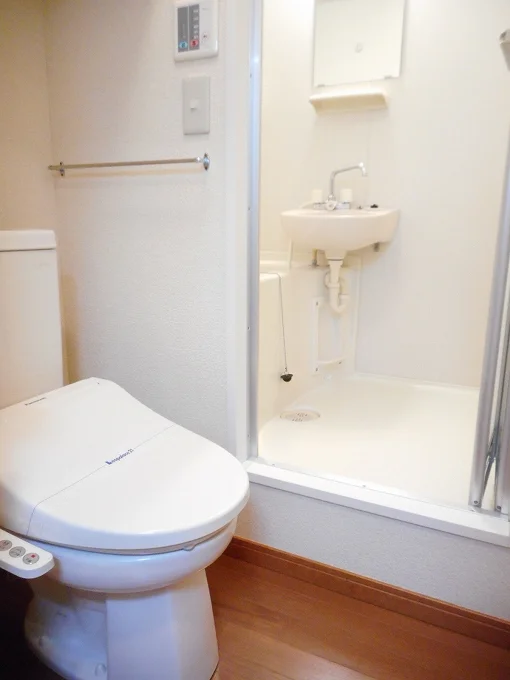 トイレ内にお風呂の入口扉があります